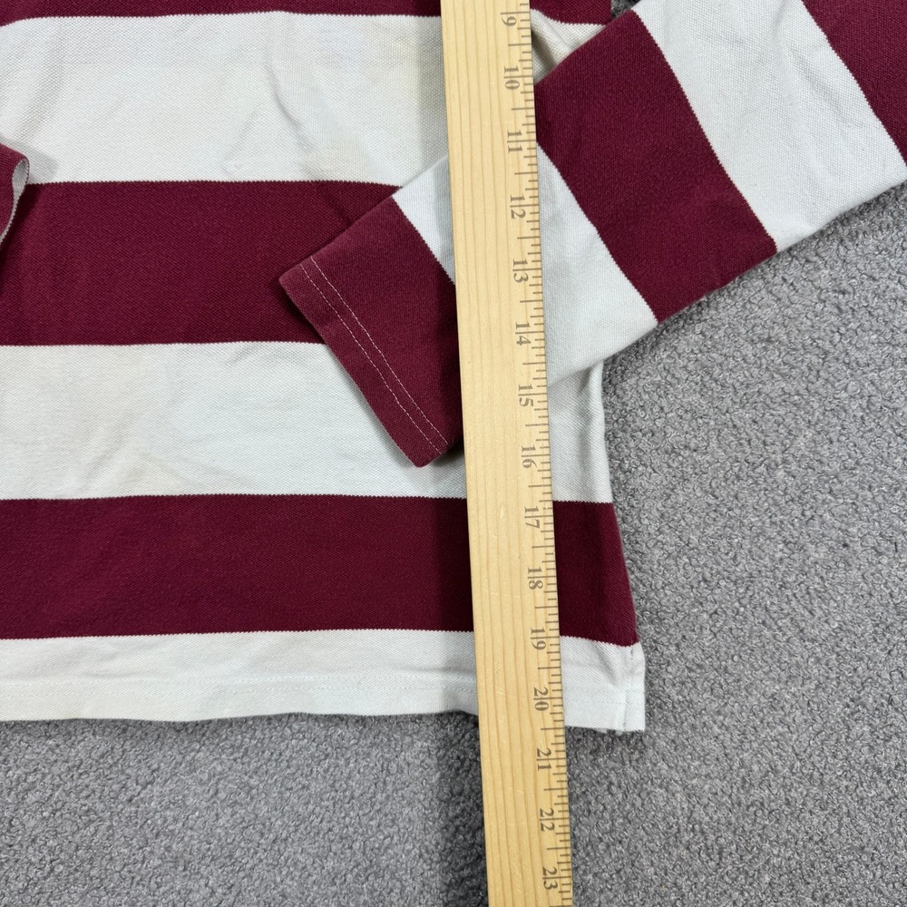 Polo Jeans RL Rugby Polo Shirt Women's Small Burgundy Striped Long Sleeve V-Neck - Picture 4 of 11
